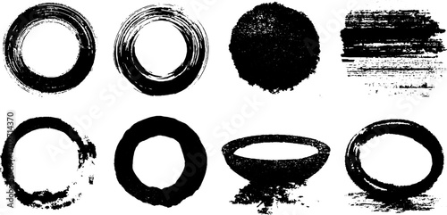 Black ink silhouette of tire tracks and tread marks for urban grunge design