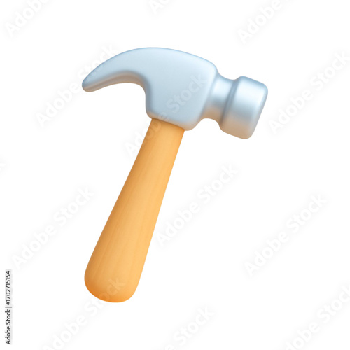 3d cartoon hammer tool isolated on transparent background