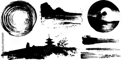 Ink silhouette collection: urban textures with grunge and scratch designs
