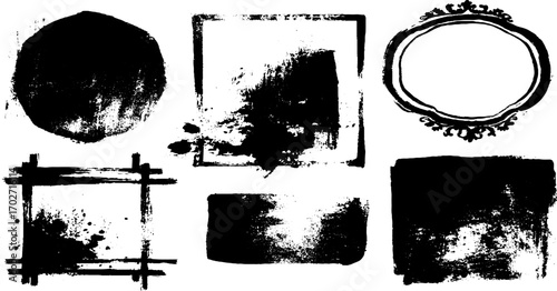 Vintage baroque ink silhouette frame set for art and design projects