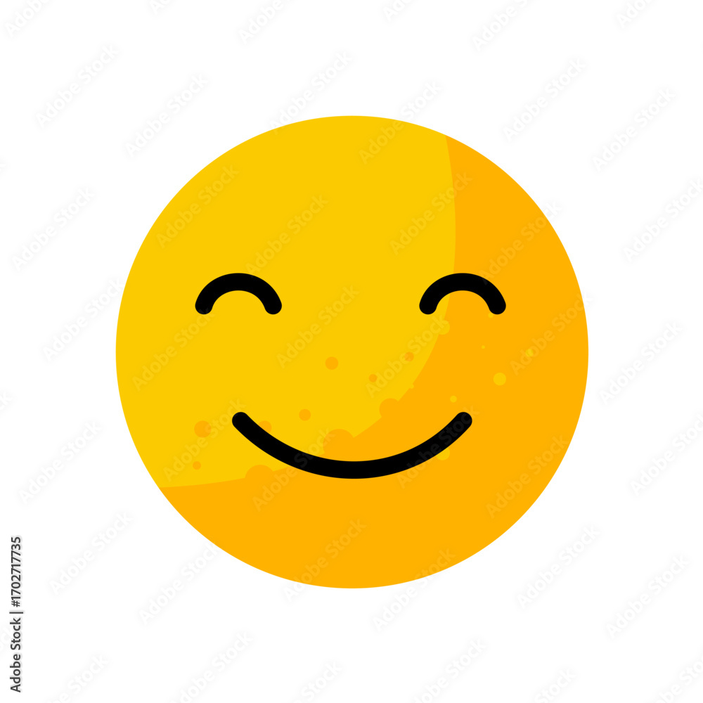 Fototapeta premium Shy smiling face emoticon with closed eyes 