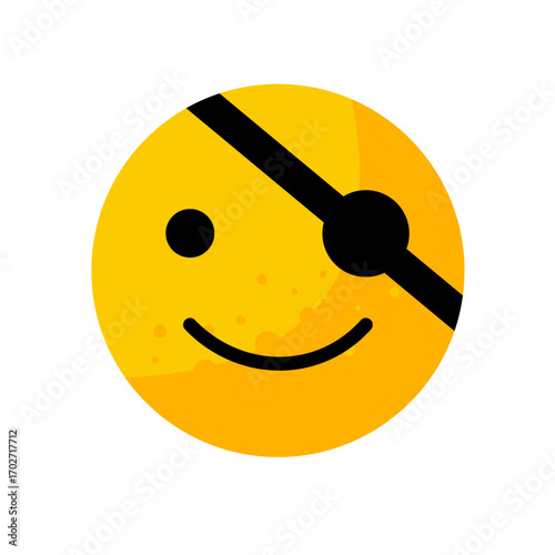 Smiling pirate face emoticon with eyepatch