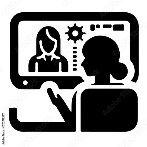 Minimalist silhouette of presenter sharing screen