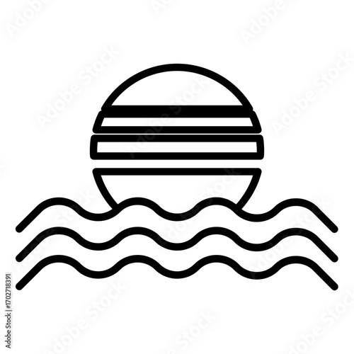 retro wave horizon line icon