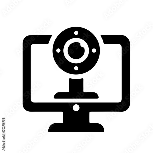 Minimalist silhouette of monitor with mounted webcam
