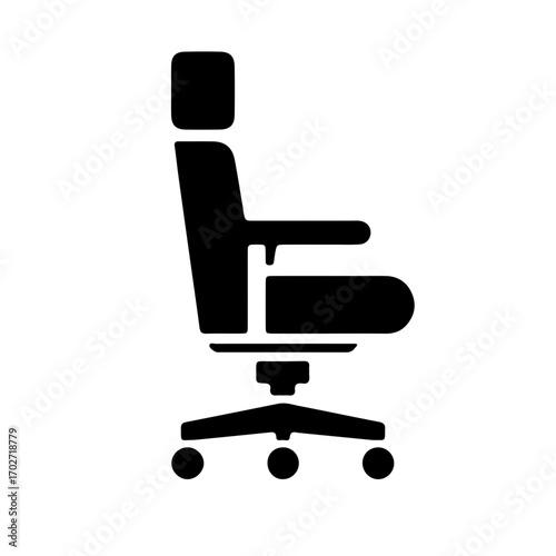 Minimalist pictogram of ergonomic office chair with high backrest