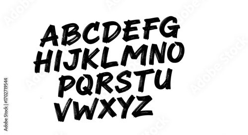 ダイナミックで表現力豊かな手描きアルファベット｜太字ブラッシュストローク｜モダングラフィック＆インパクトある見出し向け