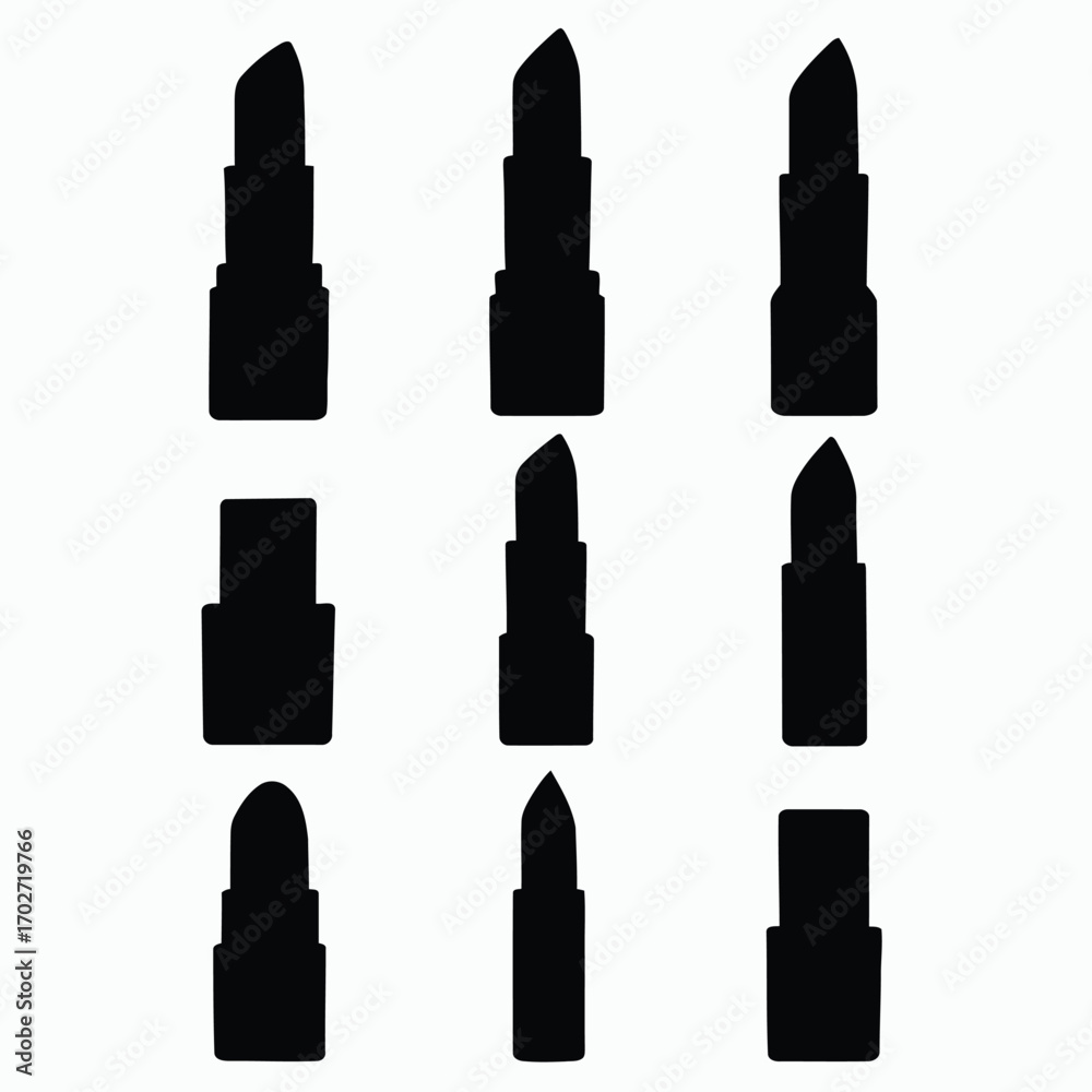 Obraz premium Collection of various lipstick silhouettes displayed on white