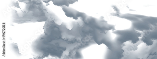 Light fluffy blue clouds floating over a clean white background for airy design