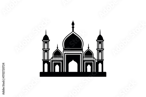 iconic building with domes and minarets silhouette
