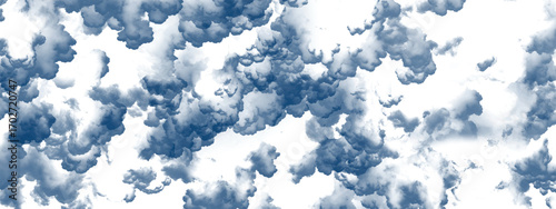 Tranquil background with soft fluffy blue clouds on white surface