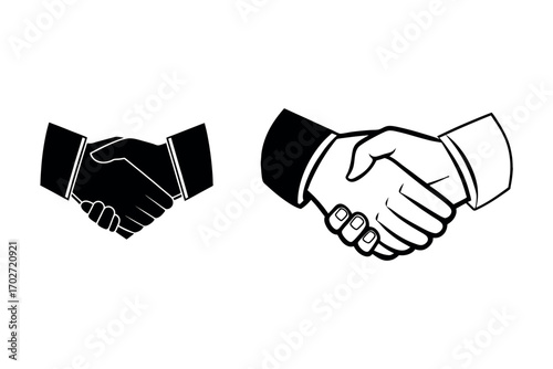 two hands shaking in agreement and partnership silhouette