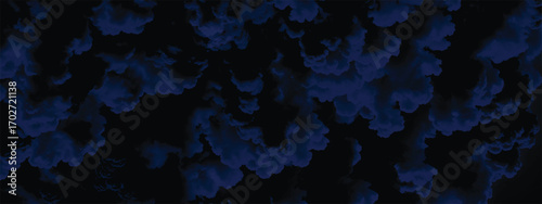 Atmospheric storm design with rolling blue clouds in black composition