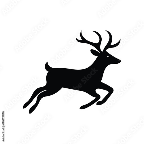  deer dashing through forest branches on white background