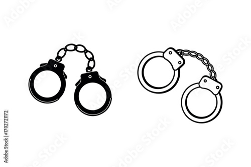 handcuffs depicted in black and white silhouette