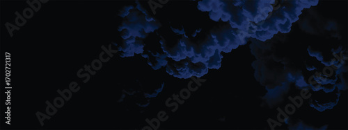 Fantasy cloud formation with deep blue hues over moody black sky