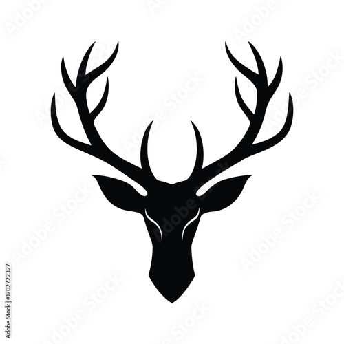 minimal deer head line art logo 