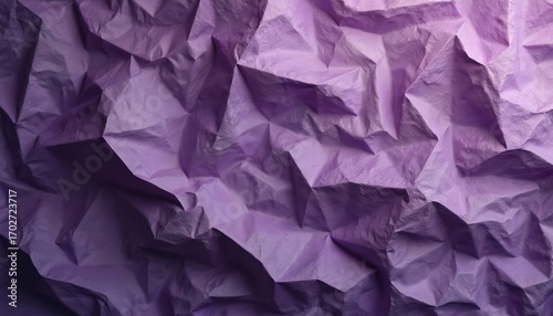Wallpaper Mural Purple crumpled paper background, textured surface, deep shadows. Wrinkled folded material creates abstract pattern. Design element for art projects, crafts, design, decor. Use as wallpaper Torontodigital.ca