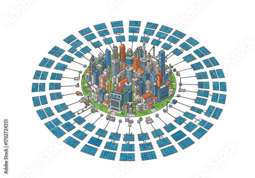 Solar Panel City Powering Sustainable Urban Life.