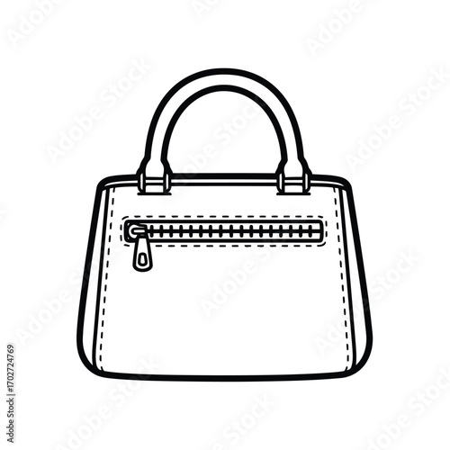 A stylish woman's handbag with a zipper pocket on the front