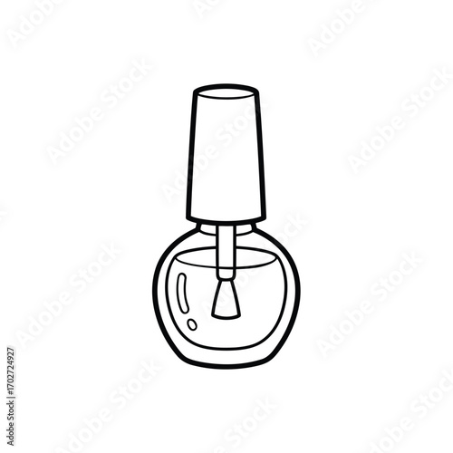 Nail polish bottle with cap on white background in simple illustration style