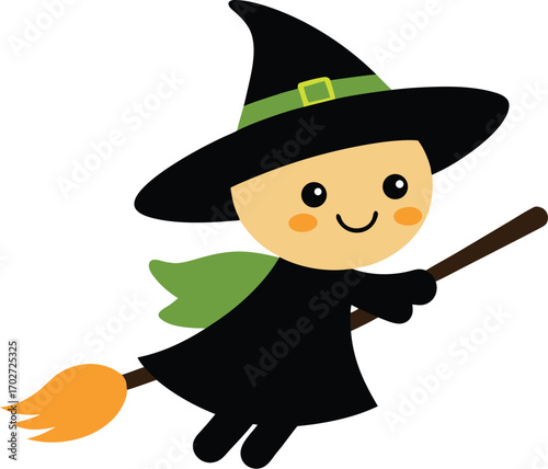halloween witch with broom