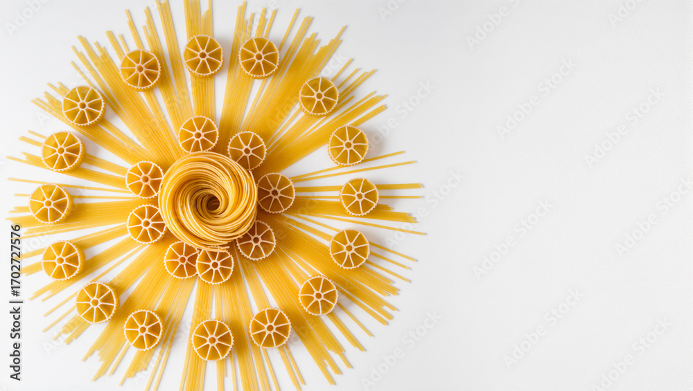 Fototapeta premium Pasta displayed in a vibrant sunburst design