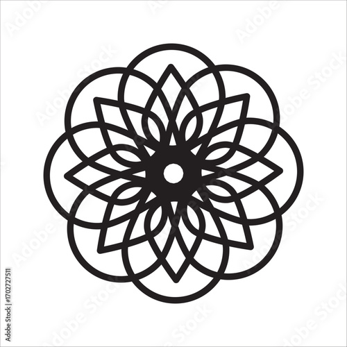 Floral Mandala Design A symmetrical, intricate pattern for decorative and spiritual purposes