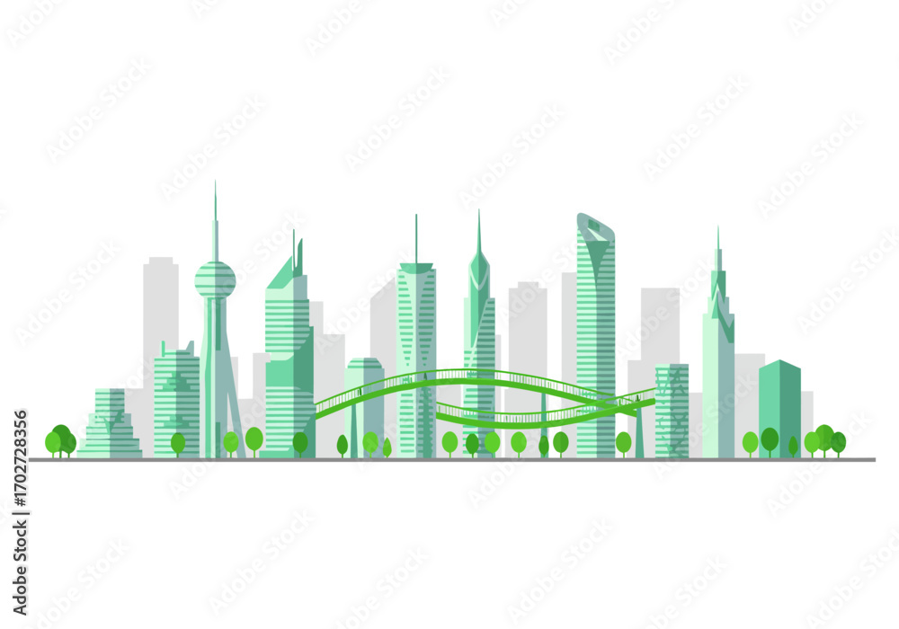 Fototapeta premium Futuristic Cityscape Eco Friendly Design.