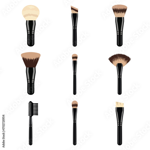 Makeup Brushes Illustration Set