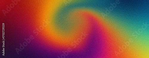 Photography Vibrant abstract swirl of rainbow colors blending together in a pixelated gradie