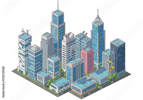 Modern City Architecture Skyline Buildings.