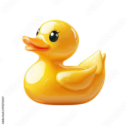 Yellow rubber duck isolated on transparent background