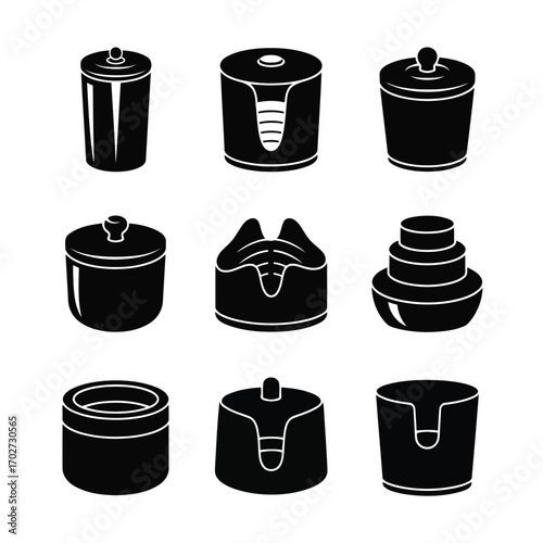 Collection of assorted containers and holders icons