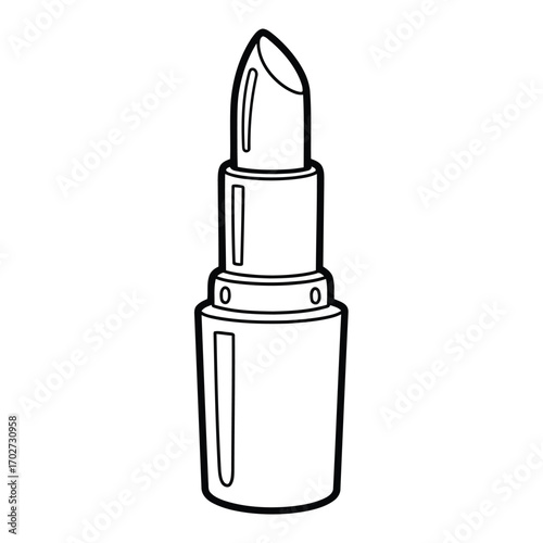Minimalist Line Art Illustration of a Classic Lipstick for Modern Beauty and Cosmetic Concepts