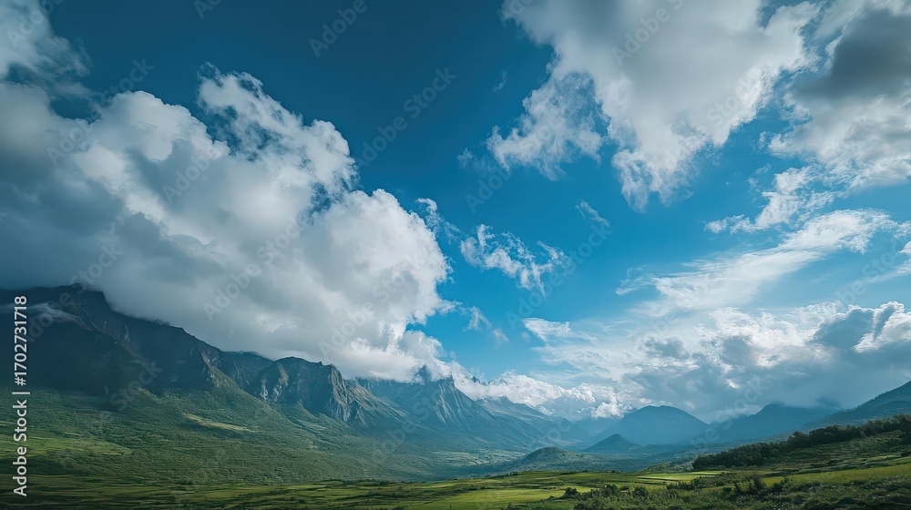 Obraz premium mountains and clouds,Peaks in the Mist,Crowned by Clouds,Skyward Summits,Guardians of the Horizon,Veil of the Mountains,