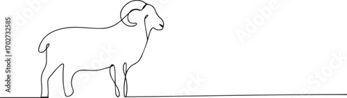 Goat animal  one continuous line art, Vector illustration, One line art, Line art graphic style