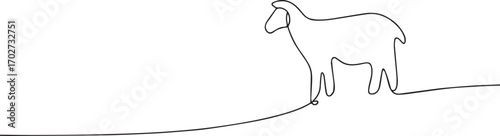 Sheep one continuous line art, Vector illustration, One line art, Line art graphic style