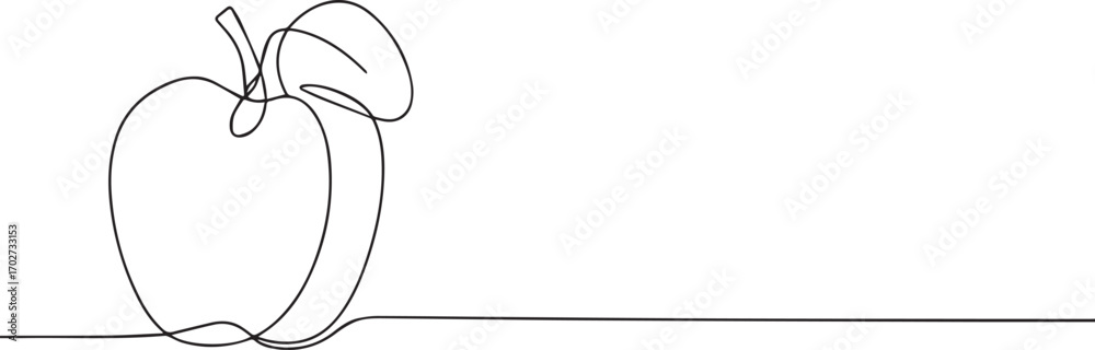 Fototapeta premium Apple one continuous line art, Vector illustration, One line art, Line art graphic style