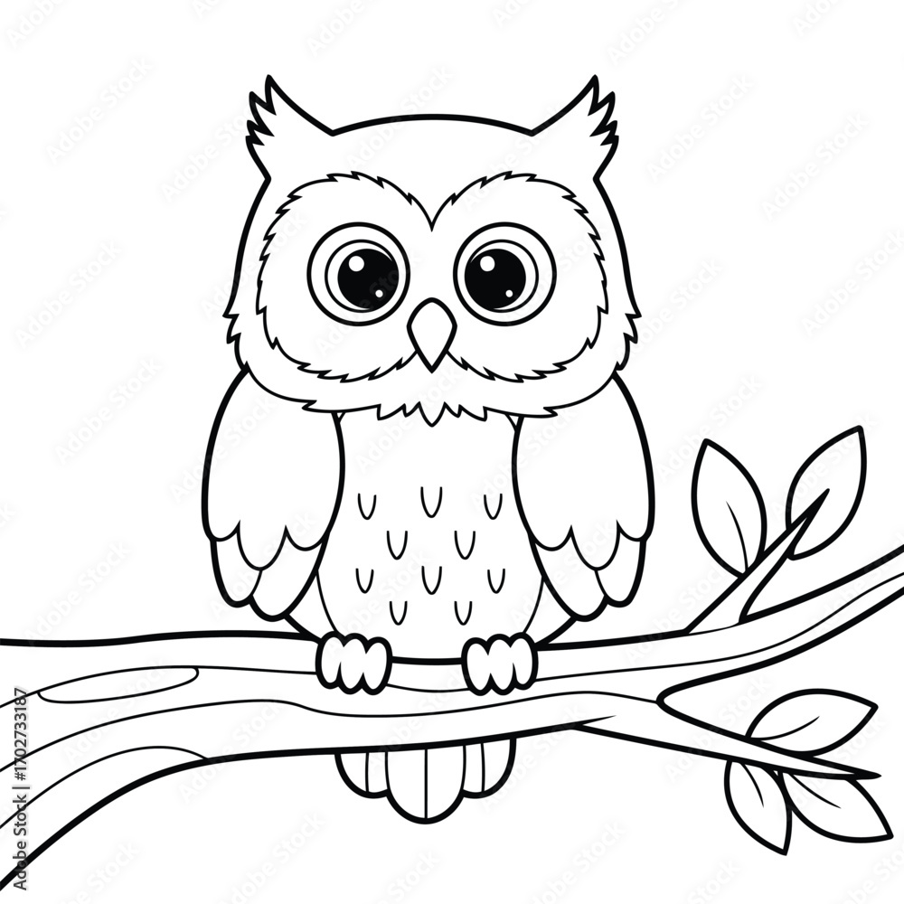 Fototapeta premium Cute Owl Coloring Page