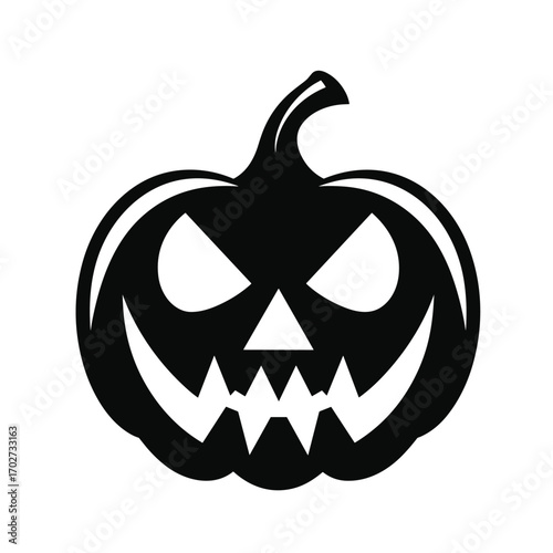 Spooky jack o lantern pumpkin face silhouette for halloween celebrations silhouette