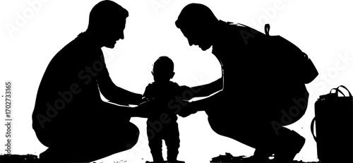  Father and son silhouettes, Dad and baby silhouettes pictogram