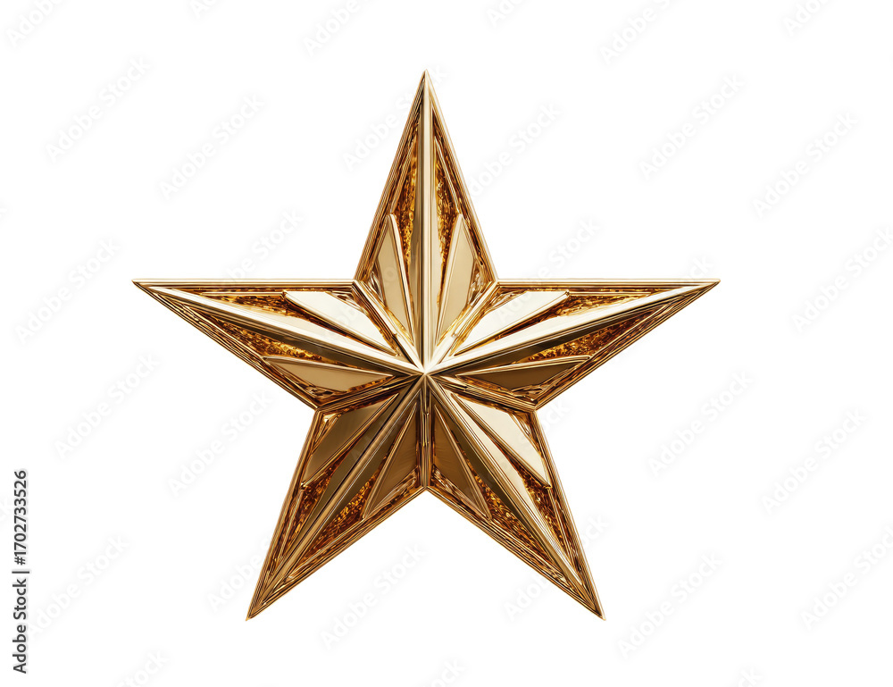 Fototapeta premium Golden star, intricate design, 3D render