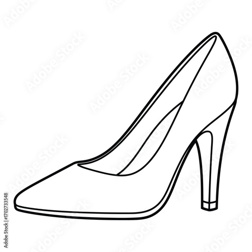 Elegant High-Heeled Pointed-Toe Pump Shoe Design Illustration