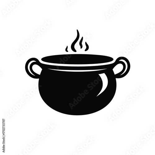 Steaming pot with handles icon for culinary and cooking concepts silhouette
