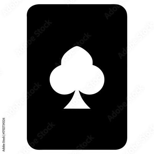 Black playing card back with a white club symbol on a white background vector illustration