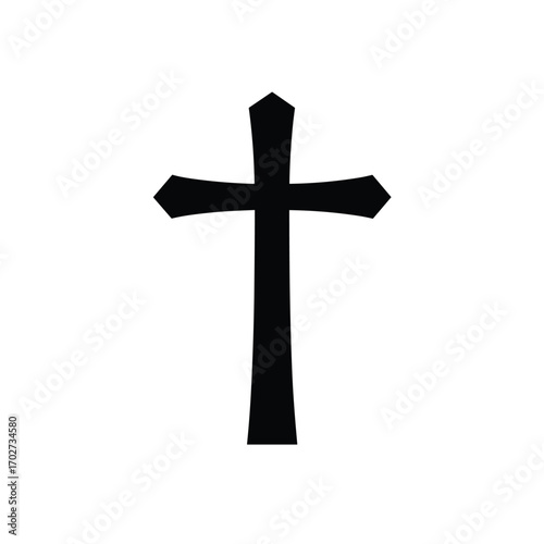 Simple black christian cross silhouette religious symbol for faith hope spirituality silhouette