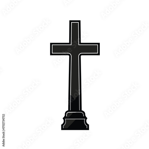 Solemn black cross monument symbol of faith and remembrance isolated religious icon silhouette