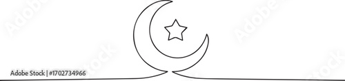 Moon one continuous line art, Vector illustration, One line art, Line art graphic style