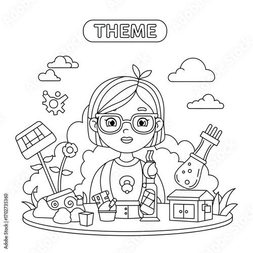 Girl Scientist Coloring Page